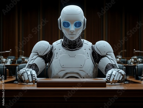 Robot presiding over a meeting. photo