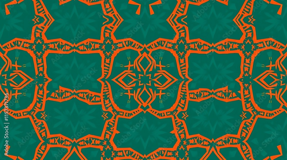 Intricate Teal and Orange Geometric Pattern: A captivating kaleidoscope of teal and orange hues creates a mesmerizing geometric pattern, perfect for backgrounds, textiles, and decorative designs. Intricate Teal and Orange Geometric Pattern: A captivating kaleidoscope of teal and orange hues creates a mesmerizing geometric pattern, perfect for backgrounds, textiles, and decorative designs.
