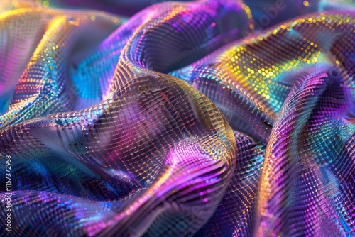 Iridescent fabric with vibrant textures photo