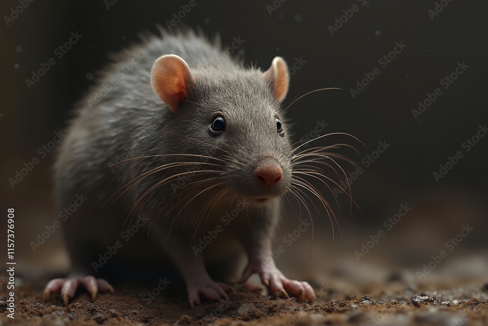 Close-up of a Curious Gray Rat in Natural Habitat Close-up of a Curious Gray Rat in Natural Habitat