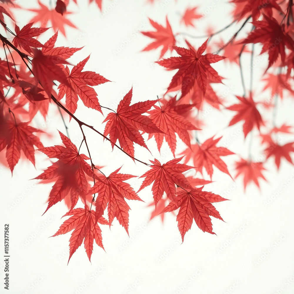 Autumn maple leaves blowing in the air. Movement and natural flow with isolated against transparent background.