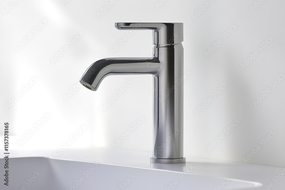 stock photo of modern faucet minimalistic and simple in design set against clean white background stock photo of modern faucet minimalistic and simple in design set against clean white background