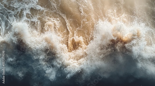 Gigantic Tidal Wave Overwhelming the Coastline