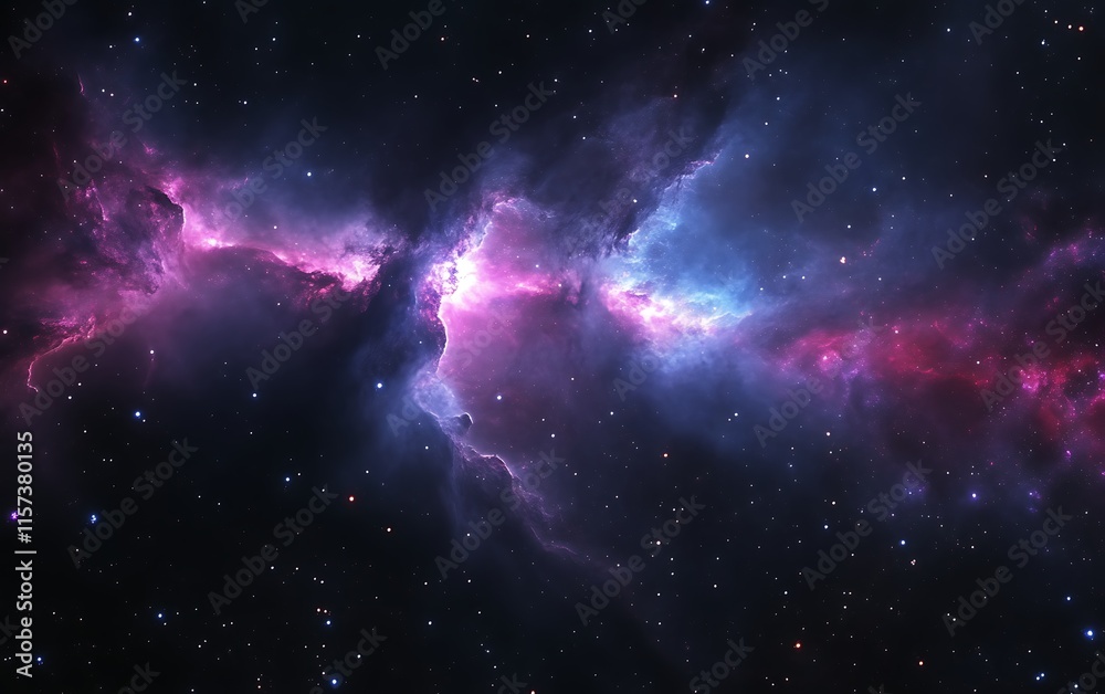 Fototapeta premium Cosmic nebula with pink and blue hues. (1)