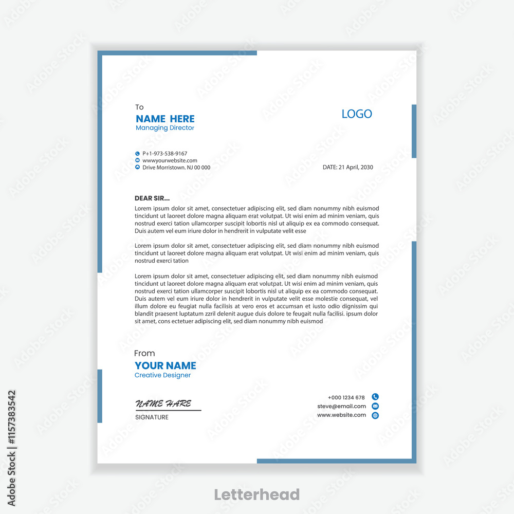 Professional Letterhead Design Template – Editable Vector File for Business and Creative Use Professional Letterhead Design Template – Editable Vector File for Business and Creative Use