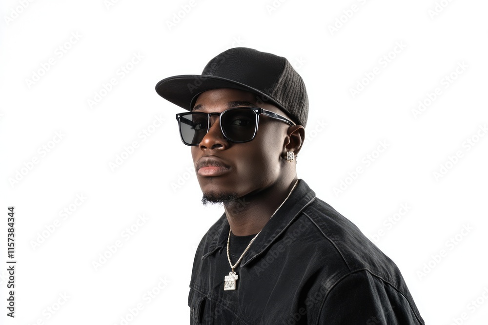 Hip hop artist isolated against white background Hip hop artist isolated against white background