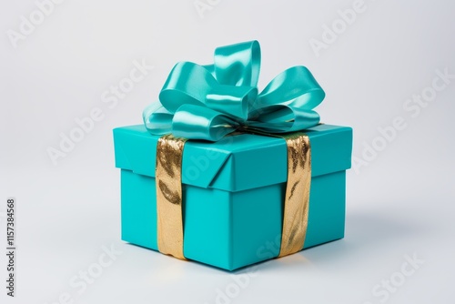 Stylized gift box with geometric shapes and ribbon on minimalist background for visual focus