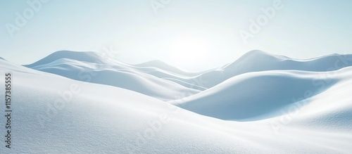 Serene winter landscape with soft snow drifts and gentle hills perfect for text overlay and showcasing seasonal beauty