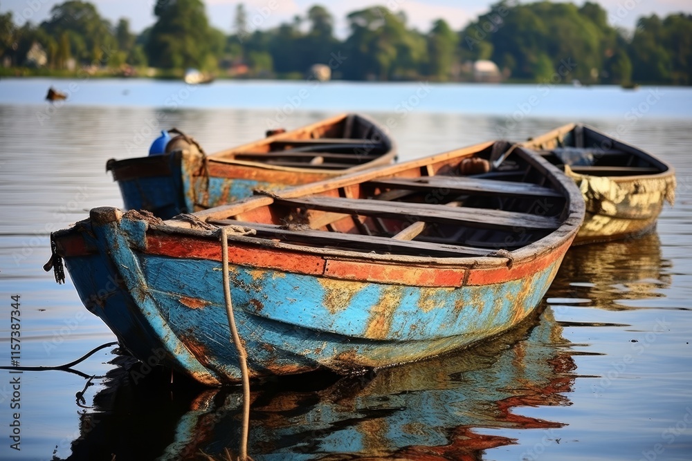 A peaceful boat gliding effortlessly on calm waters, surrounded by serene natural beauty. A peaceful boat gliding effortlessly on calm waters, surrounded by serene natural beauty.