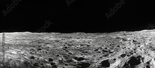 High resolution lunar landscape image with clear space for text and detailed view of the Moon's surface features. photo