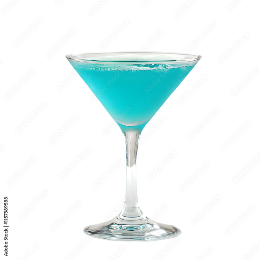 Refreshing Blue Lagoon Cocktail in Martini Glass Refreshing Blue Lagoon Cocktail in Martini Glass