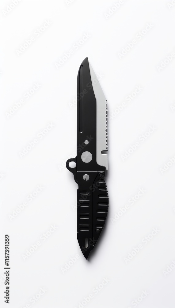 Sleek designer knife displayed on a clean white background for modern aesthetic appeal Sleek designer knife displayed on a clean white background for modern aesthetic appeal