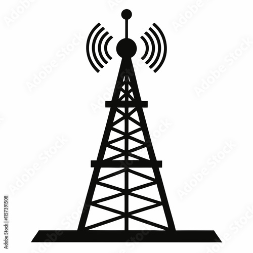 Cellular Tower Silhouette Vector Art 