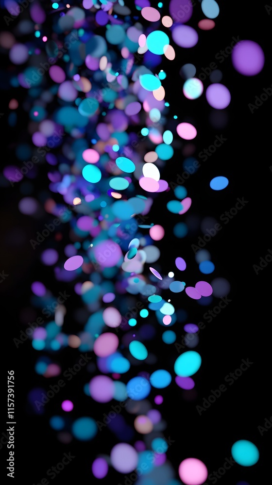 Naklejka premium Abstract Colorful Circles Falling On Black Background