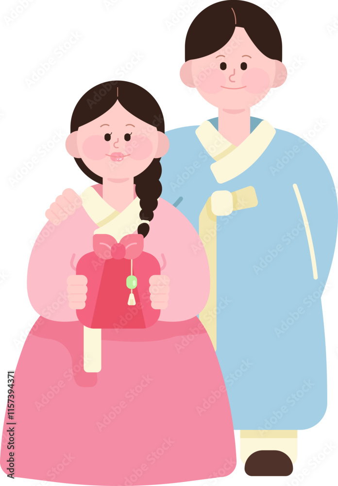 Korea hanbok new year greeting