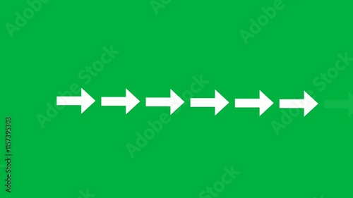 Green screen animated arrow symbol icon moving to the right