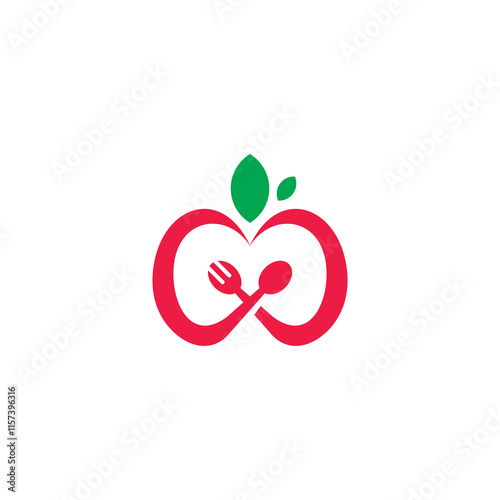 Organic Food Logo. Spoon and Fork Icon. Vegetarian food logo