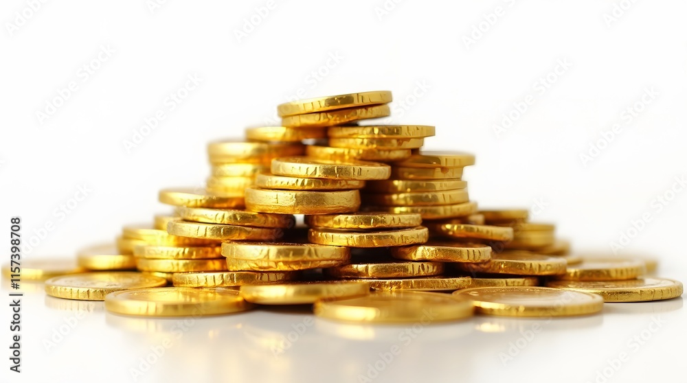 Piles money gold coins of gleaming with isolated against transparent background. Banking and financial concept Piles money gold coins of gleaming with isolated against transparent background. Banking and financial concept