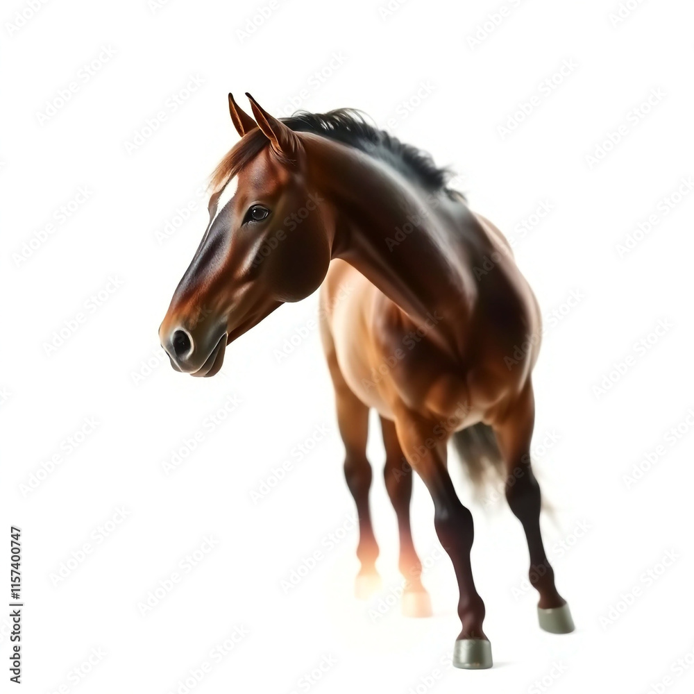 Fototapeta premium Bay sport horse isolated on white background