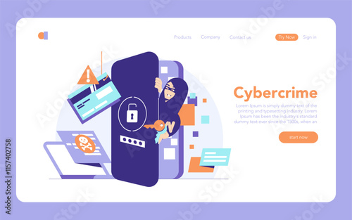 Cybercrime. Flat Vector Illustration