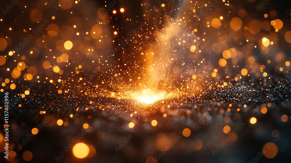Fototapeta premium Golden Sparkles: A Festive Abstract Background