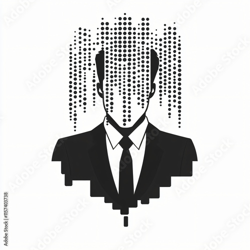 anonymous mysterious hacker, vector silhouette icon logo, isolated on white photo