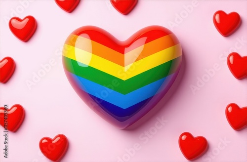 A Rainbow Heart Background With Hearts In The Back At 26-12-2024