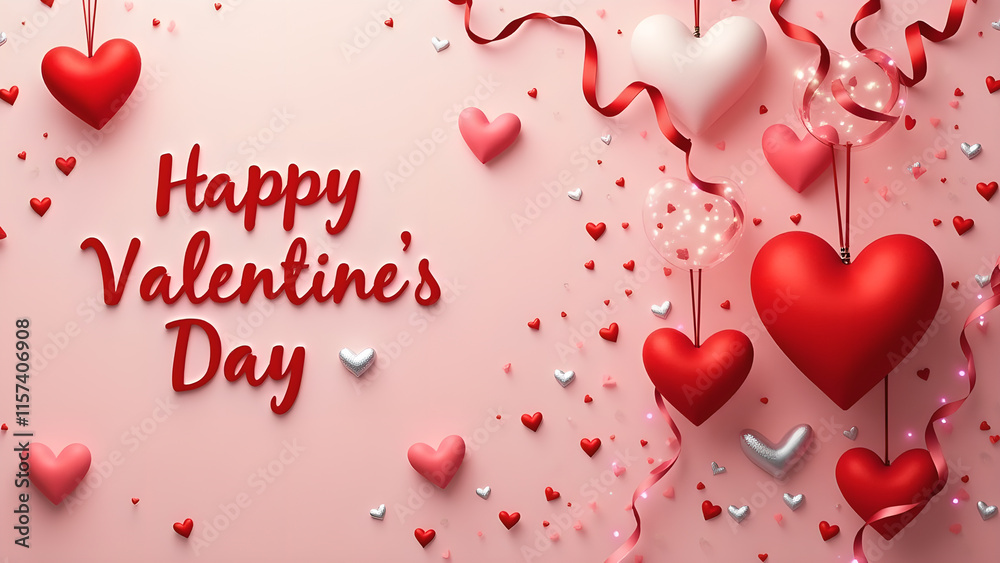 custom made wallpaper toronto digitalHappy Valentine's Day. Romantic hearts and ribbons. Concept of love, celebration, and romance.