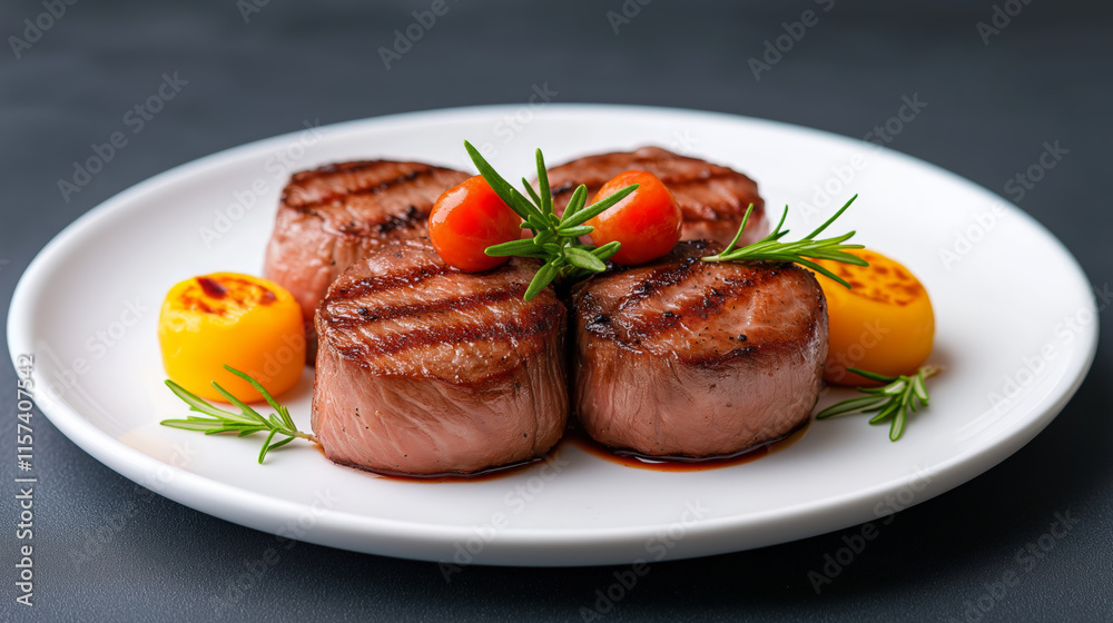 Delicious grilled lamb served with garnish Delicious grilled lamb served with garnish