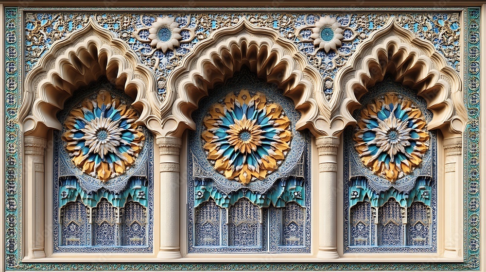 Obraz premium Intricate Islamic Architectural Design Featuring Three Arches