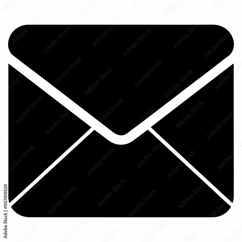 Email Envelope Black Silhouette Vector Email Envelope Black Silhouette Vector