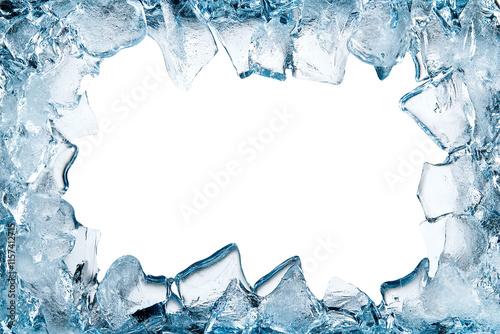 Ice frame with frosted edges and center space, isolated on transparent cutout background
 photo