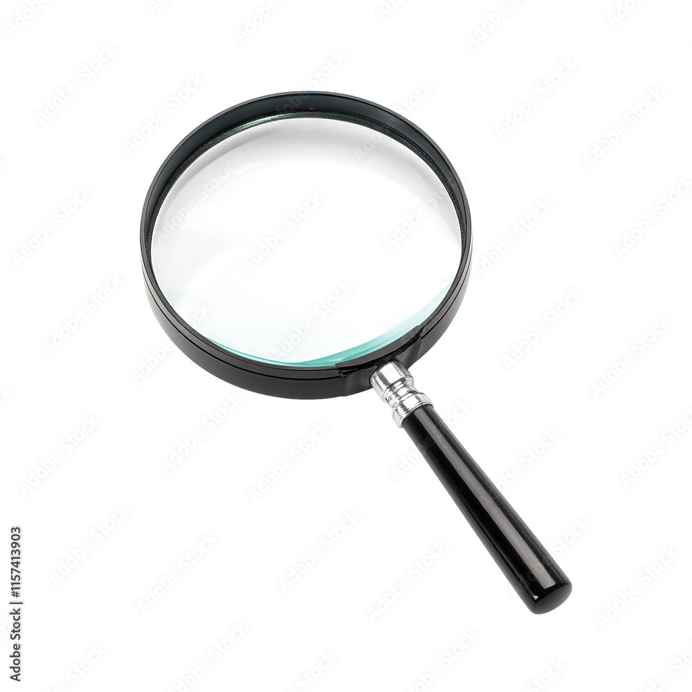 Black magnifying glass, isolated on transparent cutout background
Black magnifying glass, isolated on transparent cutout background