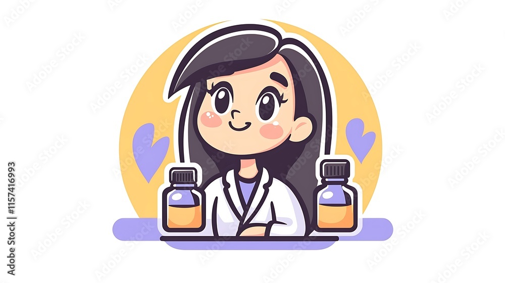 Happy female pharmacist with medicine bottles. Happy female pharmacist with medicine bottles.