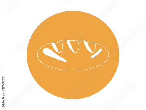 An artistic depiction of a bread loaf inside a bright yellow circle. A minimalist and vibrant design symbolizing fresh baked goods. Perfect for bakery logos, branding, and marketing visuals