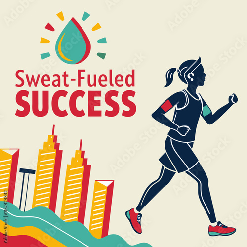 "Bold and energetic design to fuel an active lifestyle, showcasing the power of sweat and determination for success."