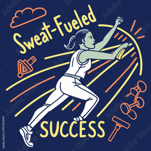 "Bold and energetic design to fuel an active lifestyle, showcasing the power of sweat and determination for success."