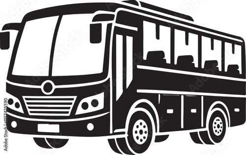 Bus silhouette vector collection. black white bus icon	