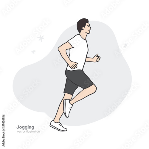 Running man. Hand painting style illustration.