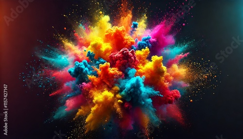 Color powder splash rainbow background paint holi smoke colour . Powder color splash explosion dust ink burst splatter white texture isolated black spray party blue wallpaper cloud pink stain