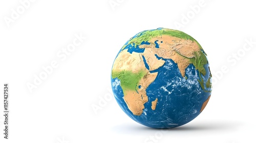 Detailed Earth Globe Showing Continents and Oceanic Areas in 3D photo