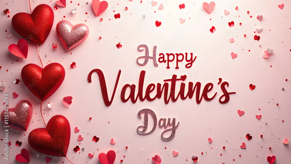 Happy Valentine's Day greeting card with hearts. Romantic and festive design. Happy Valentine's Day greeting card with hearts. Romantic and festive design.