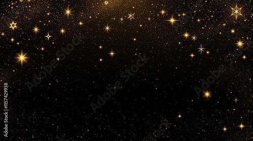 Glowing golden constellation background with starry patterns on black for astrology designs, luxury branding, cosmic event posters, and celestial-themed materials