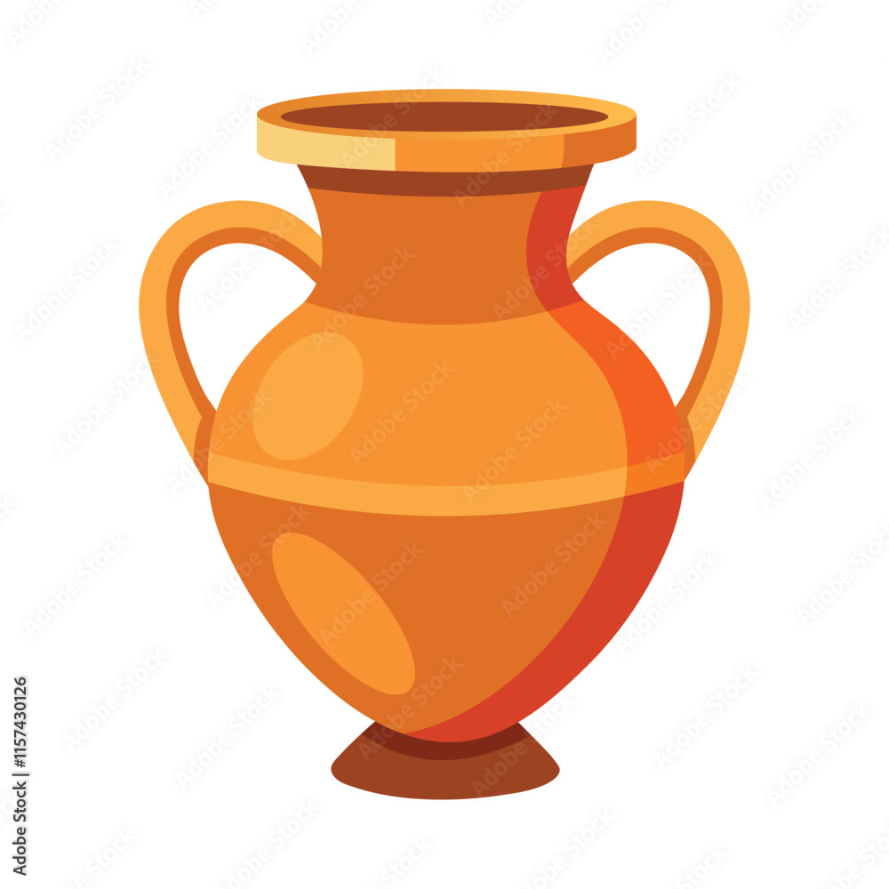 Illustration of Orange clay with handles isolated on white Illustration of Orange clay with handles isolated on white