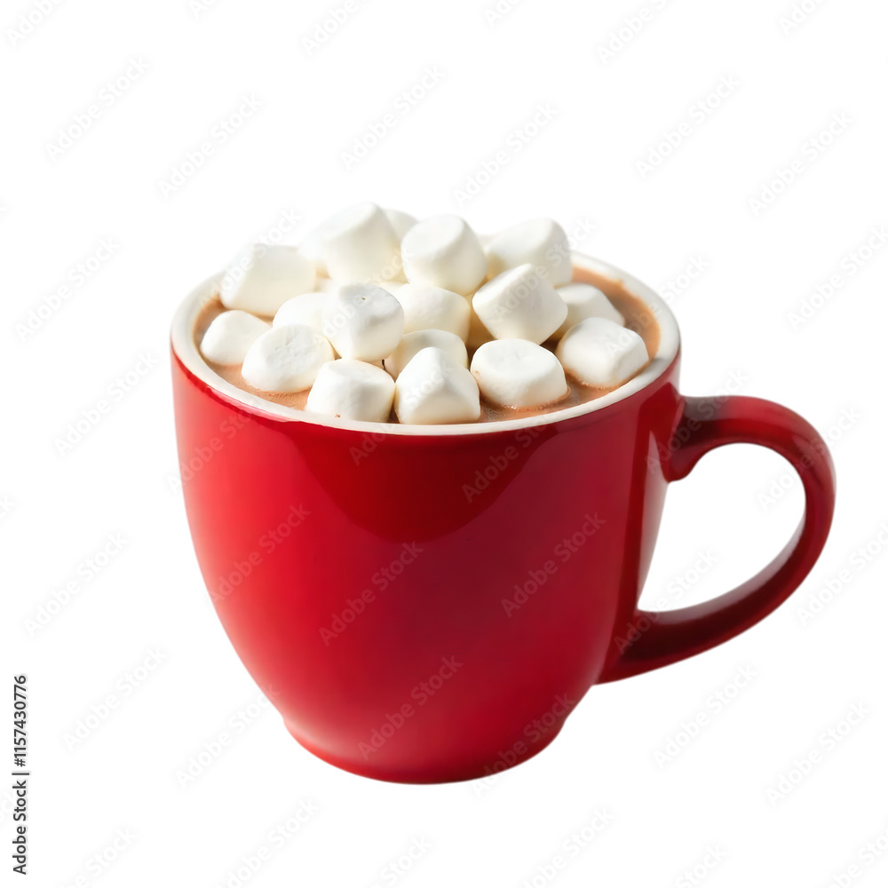 Red Mug of Hot Chocolate Topped with Marshmallows: A Cozy Winter Treat, Generative AI Red Mug of Hot Chocolate Topped with Marshmallows: A Cozy Winter Treat, Generative AI