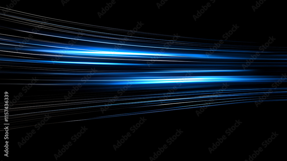 Abstract blue light streaks on a dark background