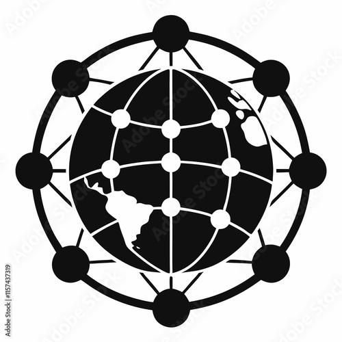 Globe Network Silhouette Vector