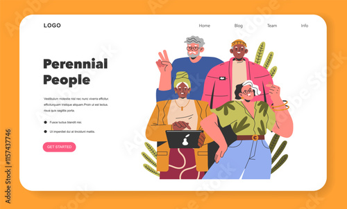 Perennial People. Flat Vector Illustration