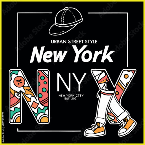 NY City Skyline Graphic Tee Design