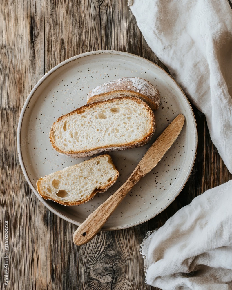 Naklejka premium Simple Bread on Plate